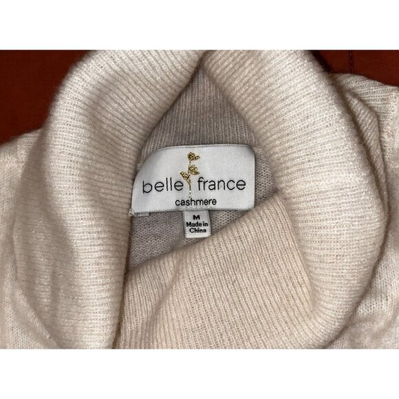 Belle France Cream Cashmere Turtleneck Pullover Women's Sweater Size M - Picture 5 of 9